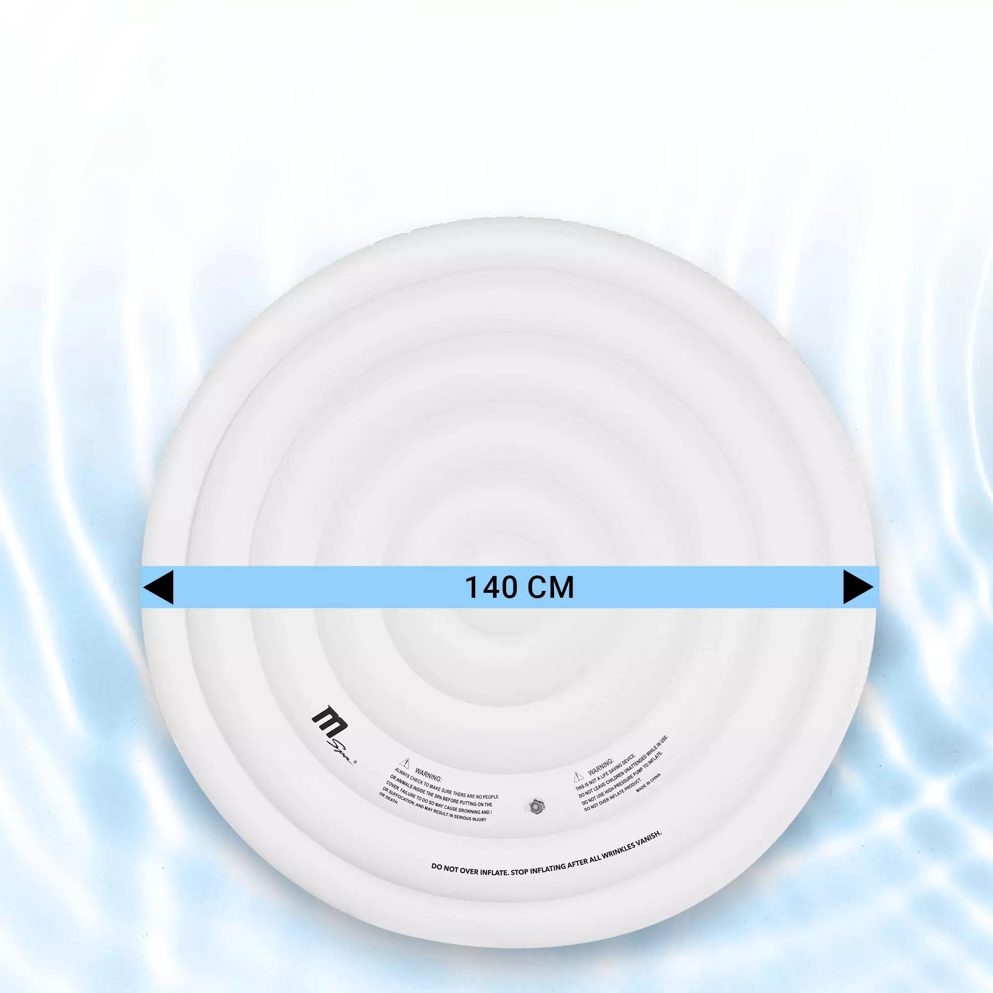 Aufblasbare Whirlpool-Abdeckung mit einem Durchmesser von 140 cm im Wasser